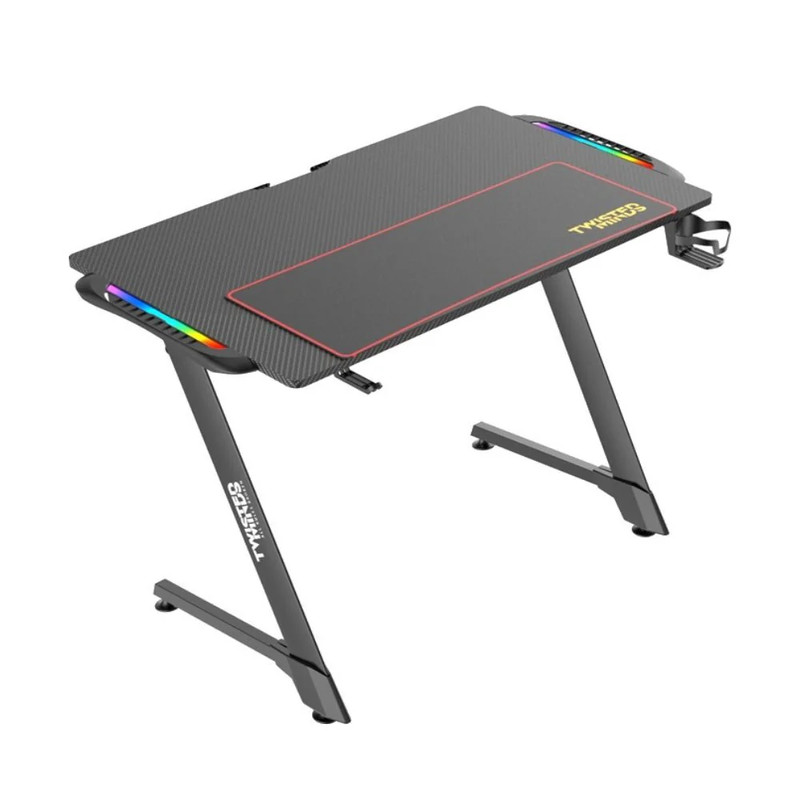 Twisted Minds Z Shaped Gaming Desk Carbon Fiber Texture - RGB - طاولة